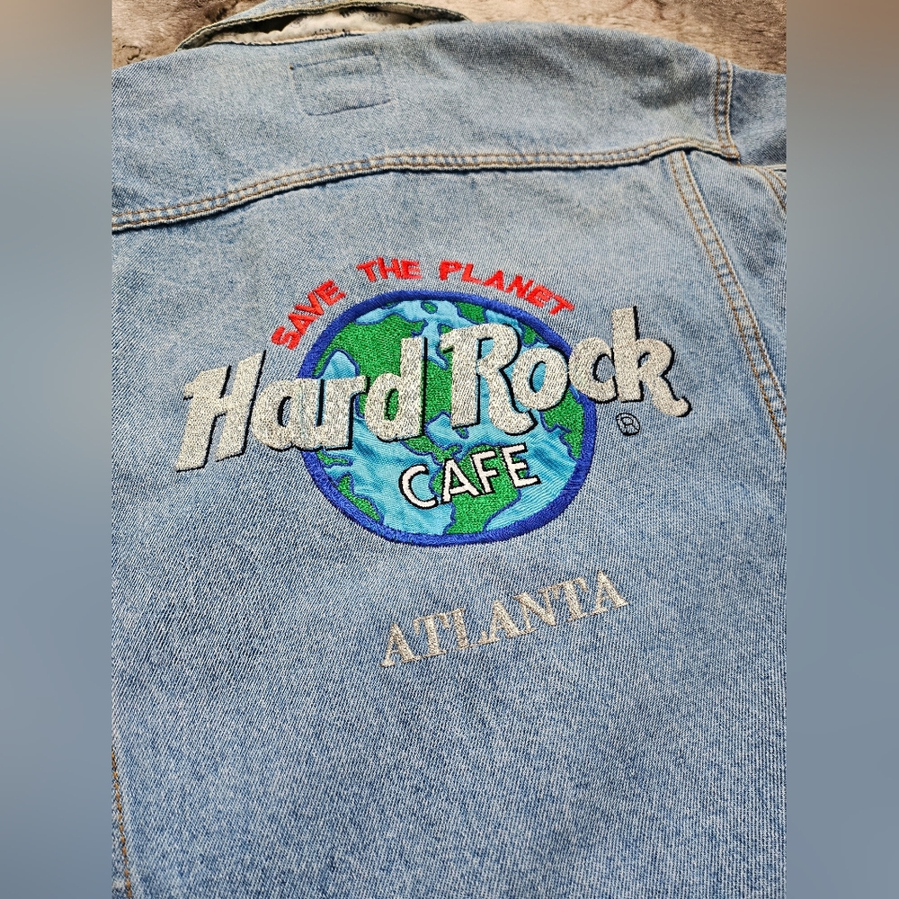 VTG Hard Rock Cafe Save The Planet Denim Jean Jacket S Unisex ATLANTA